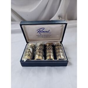 4 VINTAGE RAIMOND SILVERPLATED COBALT SALT PEPPER SHAKER ORIGINAL BOX